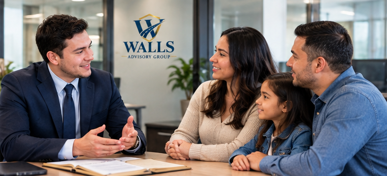 A Walls Advisory Group advisor speaking with a family